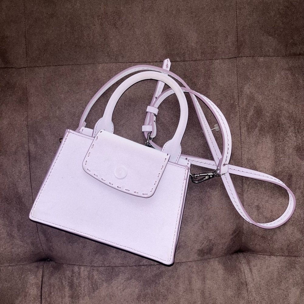 Purple Mini Bag with Textured Leather and Adjustable Strap